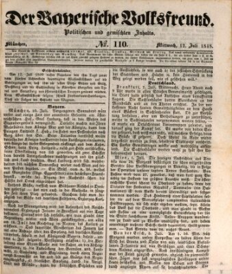 Der bayerische Volksfreund Mittwoch 12. Juli 1848