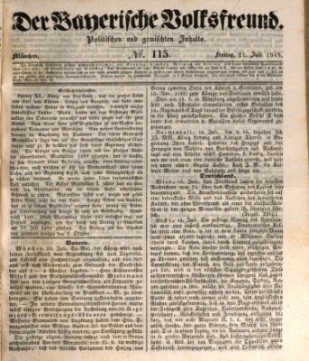 Der bayerische Volksfreund Freitag 21. Juli 1848