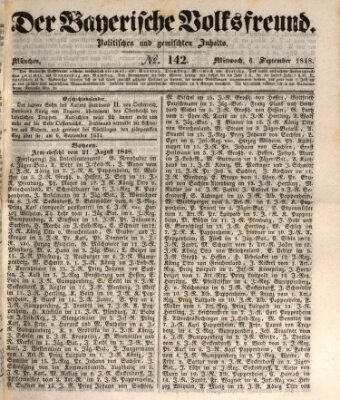 Der bayerische Volksfreund Mittwoch 6. September 1848