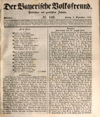 Der bayerische Volksfreund Freitag 8. September 1848