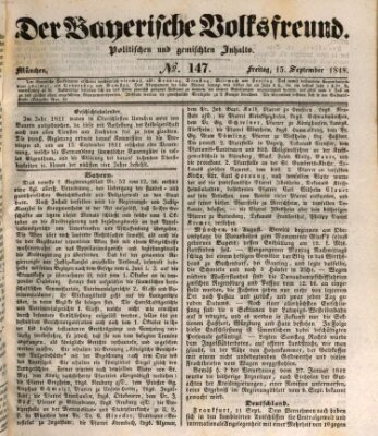 Der bayerische Volksfreund Freitag 15. September 1848