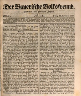 Der bayerische Volksfreund Freitag 22. September 1848