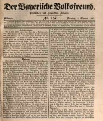 Der bayerische Volksfreund Dienstag 3. Oktober 1848