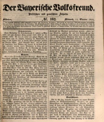 Der bayerische Volksfreund Mittwoch 11. Oktober 1848