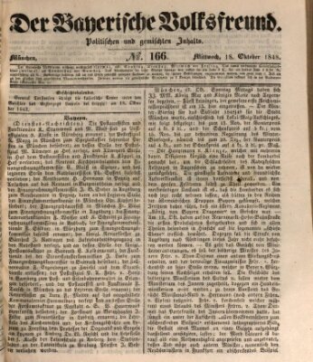 Der bayerische Volksfreund Mittwoch 18. Oktober 1848
