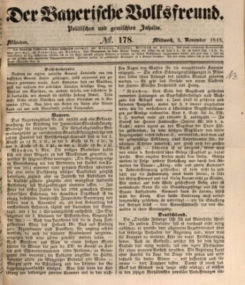 Der bayerische Volksfreund Mittwoch 8. November 1848