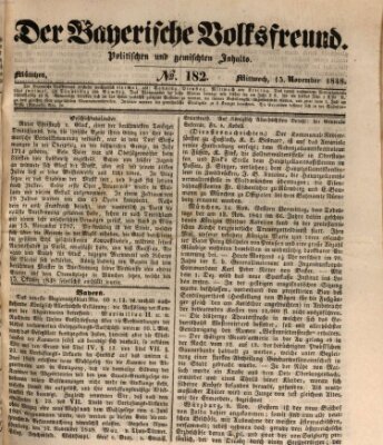 Der bayerische Volksfreund Mittwoch 15. November 1848