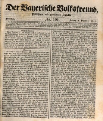 Der bayerische Volksfreund Freitag 1. Dezember 1848