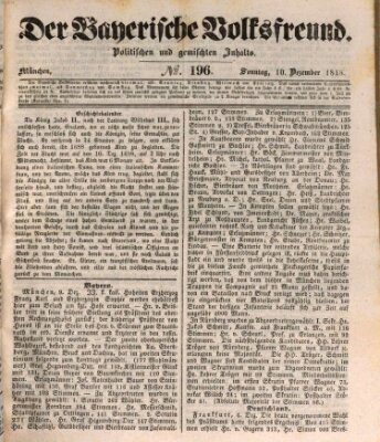 Der bayerische Volksfreund Sonntag 10. Dezember 1848