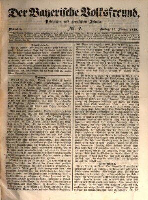 Der bayerische Volksfreund Freitag 12. Januar 1849