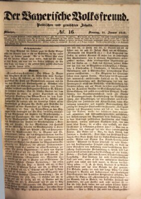 Der bayerische Volksfreund Sonntag 28. Januar 1849