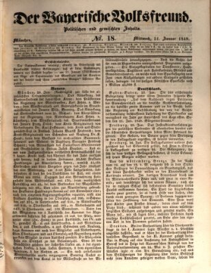 Der bayerische Volksfreund Mittwoch 31. Januar 1849