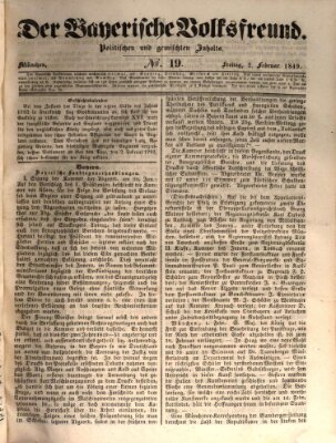 Der bayerische Volksfreund Freitag 2. Februar 1849