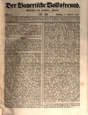 Der bayerische Volksfreund Sonntag 11. Februar 1849