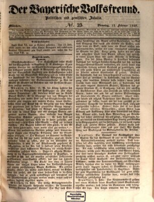 Der bayerische Volksfreund Dienstag 13. Februar 1849