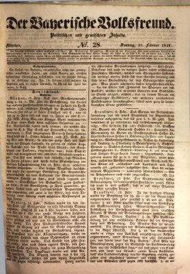 Der bayerische Volksfreund Sonntag 18. Februar 1849