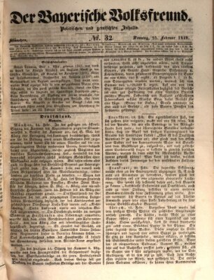 Der bayerische Volksfreund Sonntag 25. Februar 1849