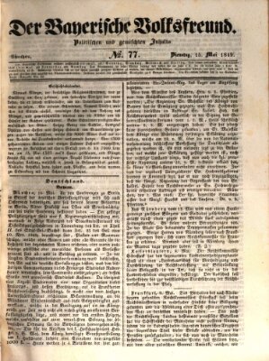 Der bayerische Volksfreund Dienstag 15. Mai 1849