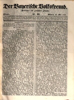 Der bayerische Volksfreund Mittwoch 30. Mai 1849