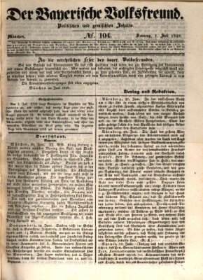 Der bayerische Volksfreund Sonntag 1. Juli 1849