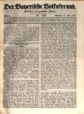 Der bayerische Volksfreund Mittwoch 25. Juli 1849