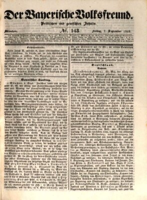 Der bayerische Volksfreund Freitag 7. September 1849