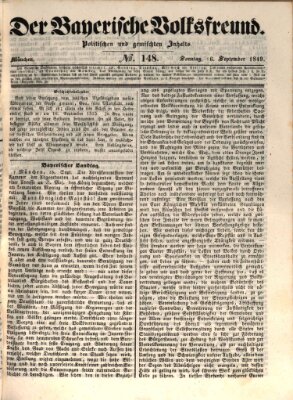 Der bayerische Volksfreund Sonntag 16. September 1849