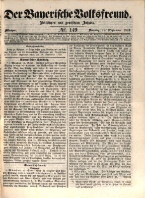 Der bayerische Volksfreund Dienstag 18. September 1849