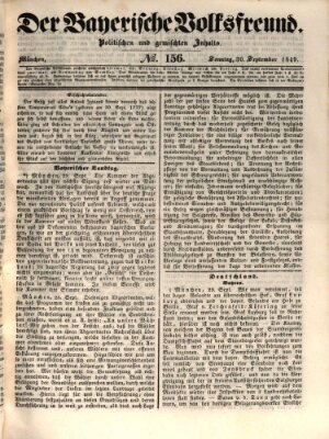 Der bayerische Volksfreund Sonntag 30. September 1849