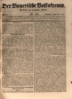 Der bayerische Volksfreund Sonntag 18. November 1849