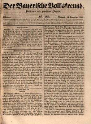 Der bayerische Volksfreund Mittwoch 21. November 1849