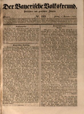 Der bayerische Volksfreund Freitag 7. Dezember 1849