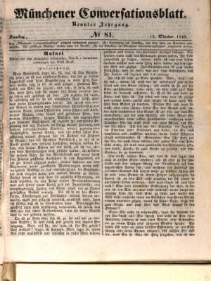 Der bayerische Volksfreund Samstag 13. Oktober 1849