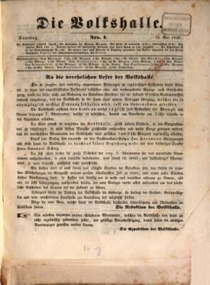 Die Volkshalle Samstag 12. Mai 1849