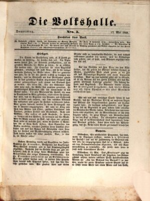 Die Volkshalle Donnerstag 17. Mai 1849