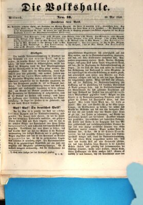 Die Volkshalle Mittwoch 30. Mai 1849