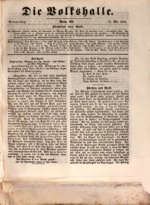 Die Volkshalle Donnerstag 31. Mai 1849