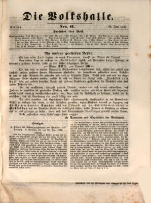 Die Volkshalle Freitag 29. Juni 1849