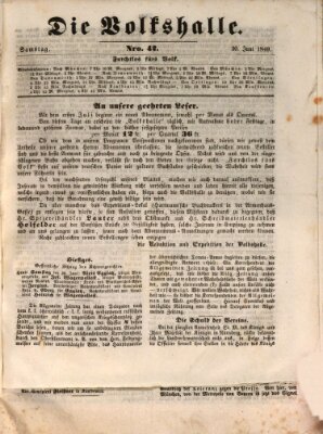 Die Volkshalle Samstag 30. Juni 1849