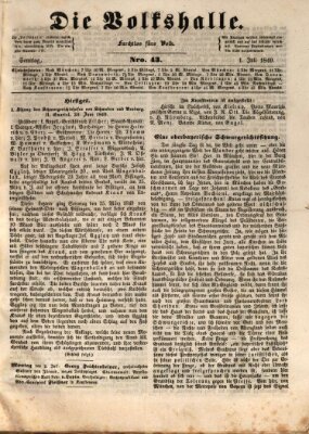 Die Volkshalle Sonntag 1. Juli 1849