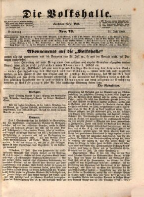 Die Volkshalle Dienstag 31. Juli 1849