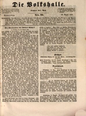 Die Volkshalle Donnerstag 23. August 1849