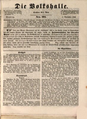 Die Volkshalle Samstag 1. September 1849