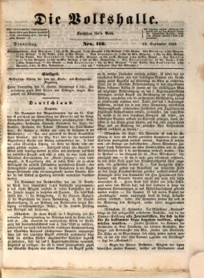 Die Volkshalle Donnerstag 13. September 1849