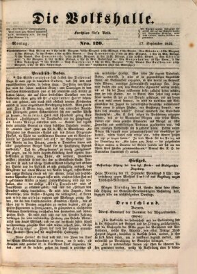 Die Volkshalle Montag 17. September 1849