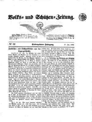 Volks- und Schützenzeitung Montag 27. Januar 1862