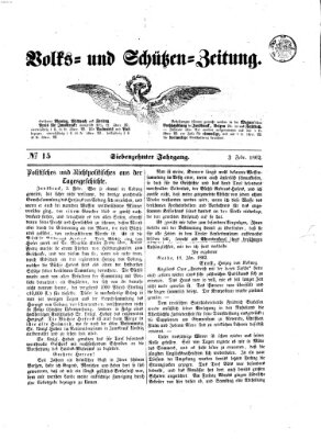 Volks- und Schützenzeitung Montag 3. Februar 1862