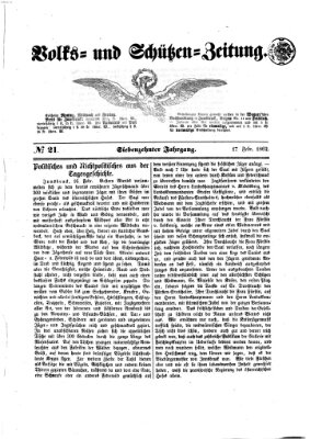 Volks- und Schützenzeitung Montag 17. Februar 1862