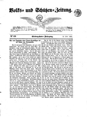 Volks- und Schützenzeitung Freitag 21. Februar 1862