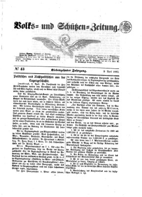 Volks- und Schützenzeitung Mittwoch 9. April 1862